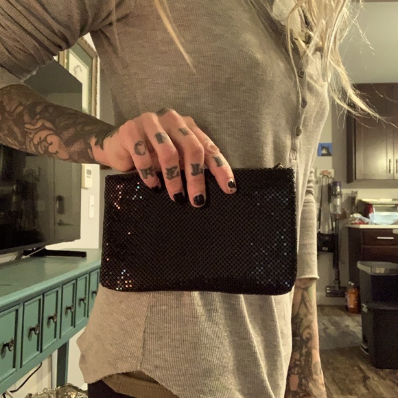 Whiting & Davis black mesh evening bag Clutch vintage - Picture 2 of 3